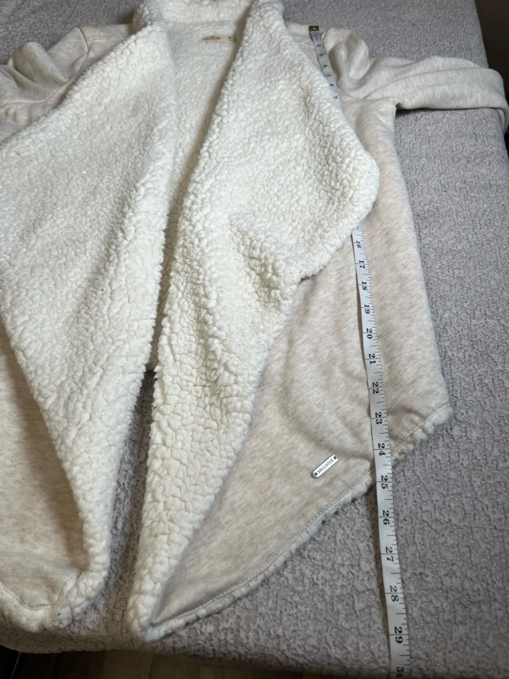 Hollister Cream Fleece Cardigan Cotton Blend Sweater  Size M